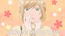 a picture of a girl with the words " akane saturday " on the bottom