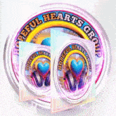 a logo for hopeful hearts group with a blue heart and headphones