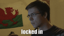 a person is looking at a computer screen with the words locked in visible