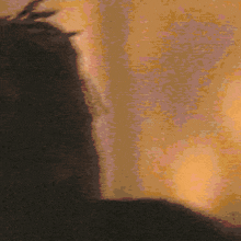 a close up of a person 's head with a blurred background of a fire