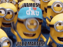 Minions ánimo Feliz Martes GIF - Minion Excited Vamos GIFs