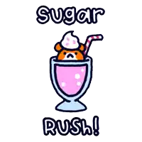 a cartoon drawing of a milkshake with the words sugar rush