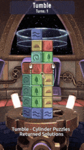 a screenshot of a game that says tumble turns : 1