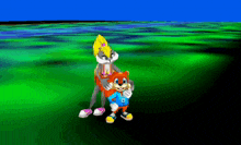 bugs bunny and beaker are standing next to each other in a video game .