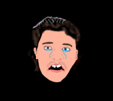 a cartoon drawing of a man 's face with tears running down his face