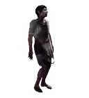 a pixel art of a man in a hospital gown dancing