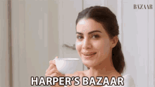 Harpers Bazaar Drinking Coffee GIF