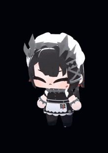 a cartoon character is wearing a maid outfit and a crown of horns