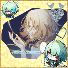 a picture of a girl with the words jun and naza true written on it