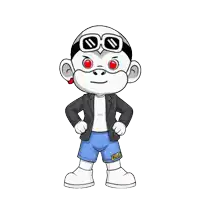 a cartoon of a monkey wearing a jacket and shorts with the word hot on them