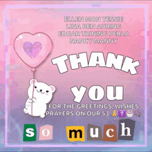 a thank you card for the greetings wishes and prayers on our 53th birthday