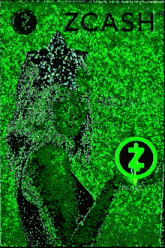 a picture of a woman with a zcash logo