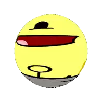 a cartoon smiley face with a black hat on top of it