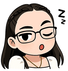 a cartoon drawing of a girl wearing glasses and a braided hair sleeping