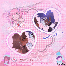 a picture of a girl and a boy in a heart with guest 1337 written on the bottom