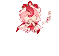 a cartoon character with strawberries and whipped cream on their hair