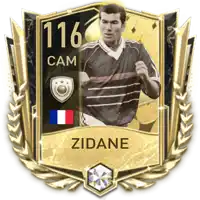 a soccer card with the name zidane and the number 116