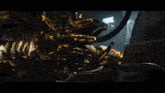 a giant robot with horns is standing in a room