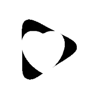 a black and white triangle with a circle in the middle on a white background
