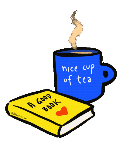 Tea And A Book Book And A Cup Of Tea Sticker - Tea And A Book Book And A Cup Of Tea Nice Cup Of Tea Stickers