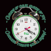 a clock with a cigarette sticking out of it and the words " clouds of calm waves of cannabis treats you "