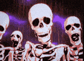 a group of skeletons with their mouths open