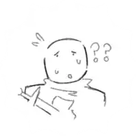 a black and white drawing of a person with a question mark around his head