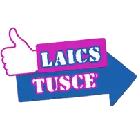 a sign that says laics tusce with an arrow pointing to the right
