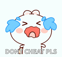 a cartoon character is crying with tears coming out of its eyes and the words " dont cheat pls " below it