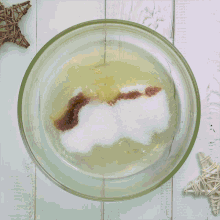 a person pouring a yellow liquid into a bowl