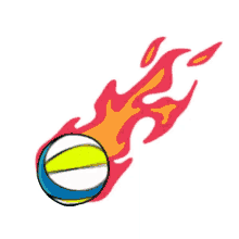 volleyball on fire burning spinning olympic games