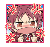 a cartoon of a girl with red hair making a funny face with her mouth open .