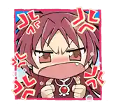a cartoon of a girl with red hair making a funny face with her mouth open .