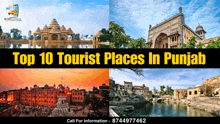 top 10 tourist places in punjab is displayed on a poster