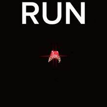 a poster that says run with a cartoon girl in the background
