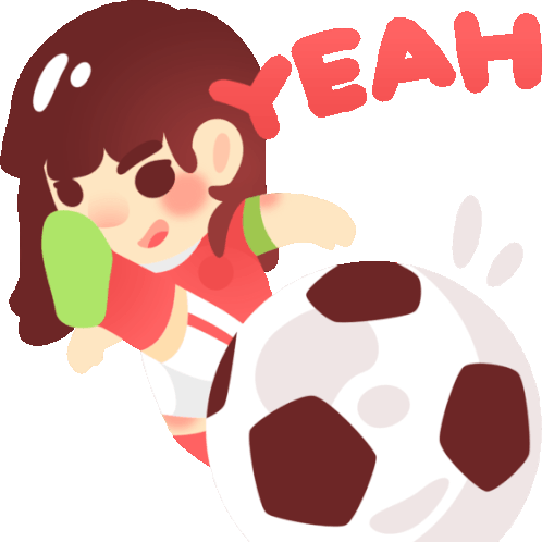 Player Kicks Ball And Says "Yeah" In English Sticker - Soccer Ball Kick Hit Stickers