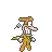 a pixel art cartoon of a man holding a gun and a bottle of water .