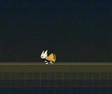 a cartoon character is walking on a sidewalk in a video game .