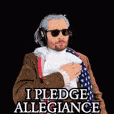 a man in a costume with the words i pledge allegiance