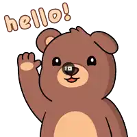 a brown teddy bear says hello and waves its hand