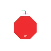 a red stop sign with a cup of soda on top