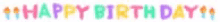 the words happy birthday are written in a rainbow of colors on a white background .