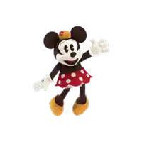 a stuffed minnie mouse wearing a red polka dot skirt