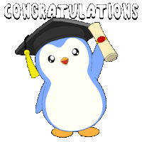 a penguin wearing a graduation cap holds a diploma