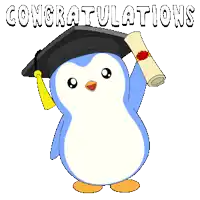 a penguin wearing a graduation cap holds a diploma