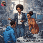 a cartoon of a woman talking to a boy and a girl with the website noiresteminist.com written below them