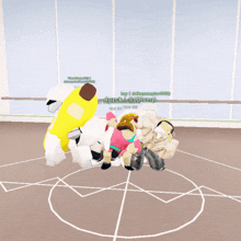 a group of cartoon characters are posing for a picture and one of them has the name derek written in green