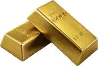 two gold bars stacked on top of each other