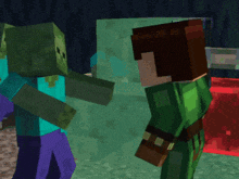 a minecraft character with brown hair and green eyes is hanging upside down