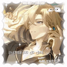 a picture of a man with the word aventurine on it